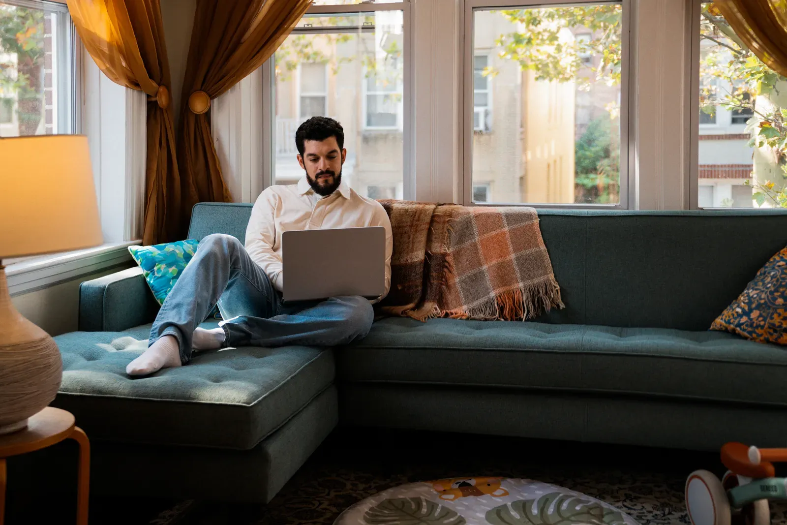 An engineer studying at home